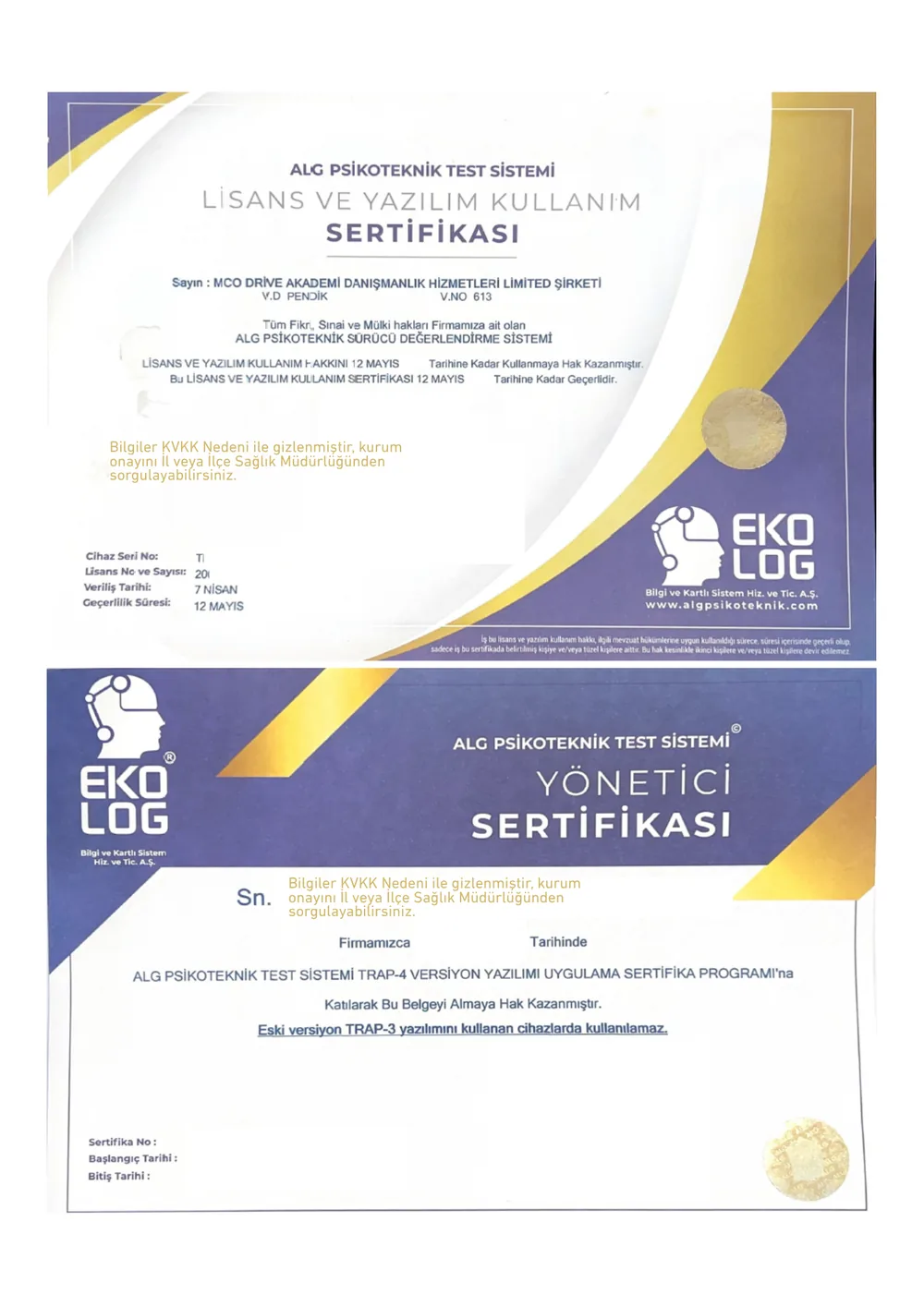 ALG psikoteknik test sistemi lisansı